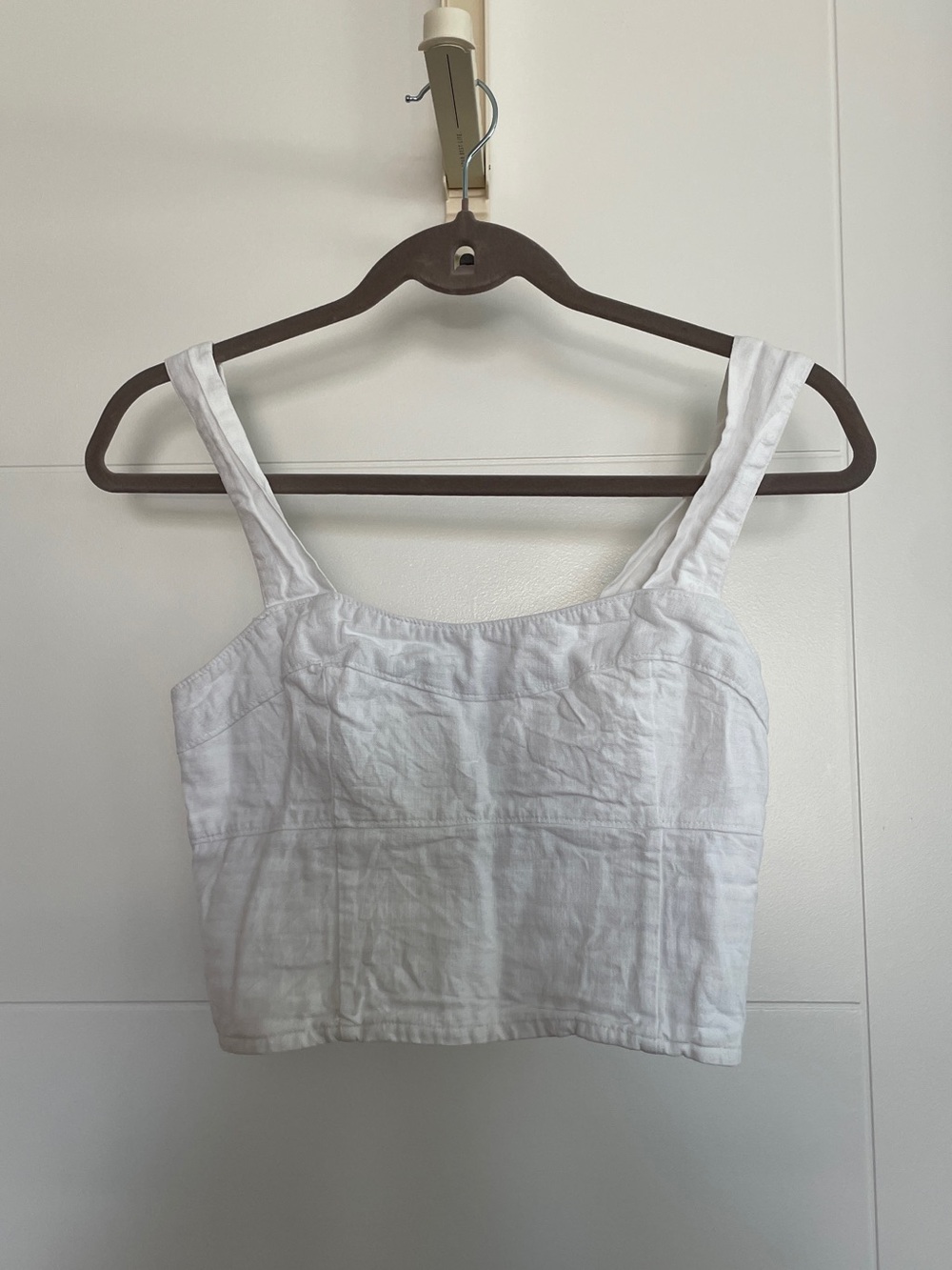 Abercrombie & Fitch White Linen Square-Neck Crop Top
